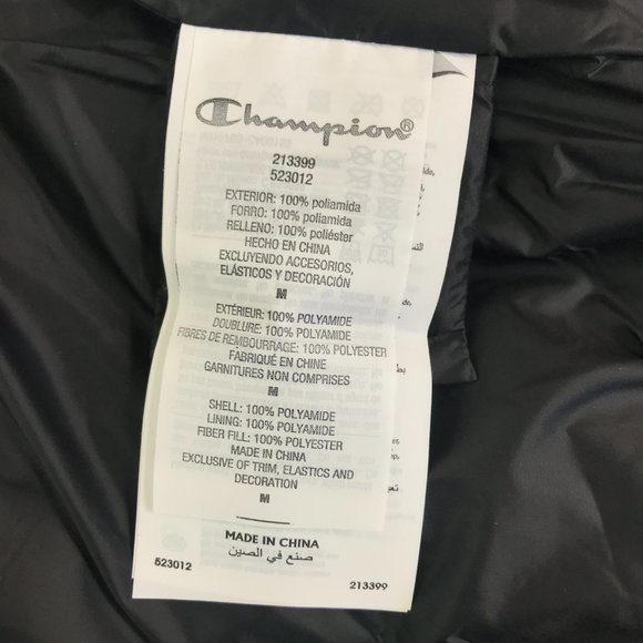 Champion Mens Quilted Bodywarmer Gilet Jacket Size Medium Black Padded Vest - Picture 8 of 10